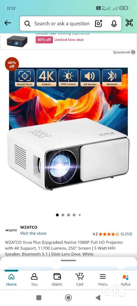 Yuva pro projector 4k support 1080p HD