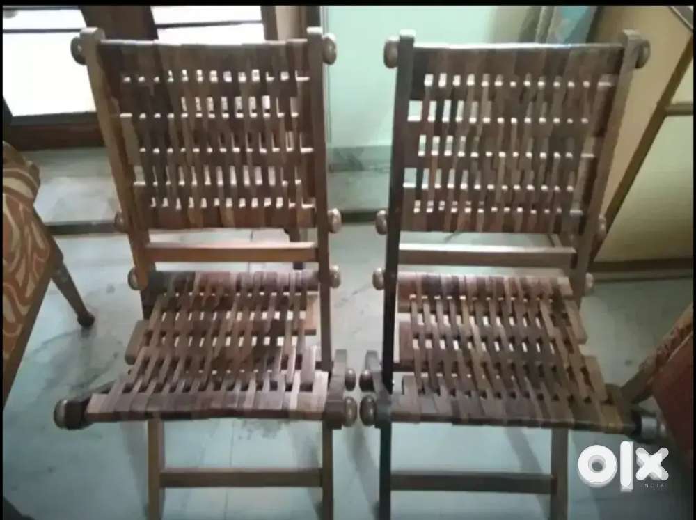 Solid sheesham wooden foldable living room chairs set