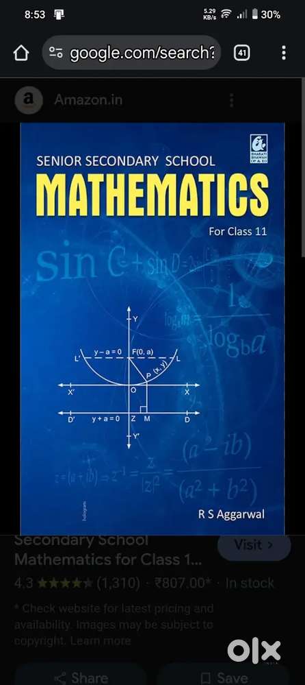 Rs aggarwal class 11 book