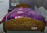 Elegant Teak Wood Bed Frame with Featuring Hand carved custom design