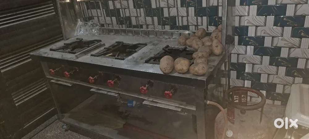 Chinese fastfood steel 3 Burner Chulha