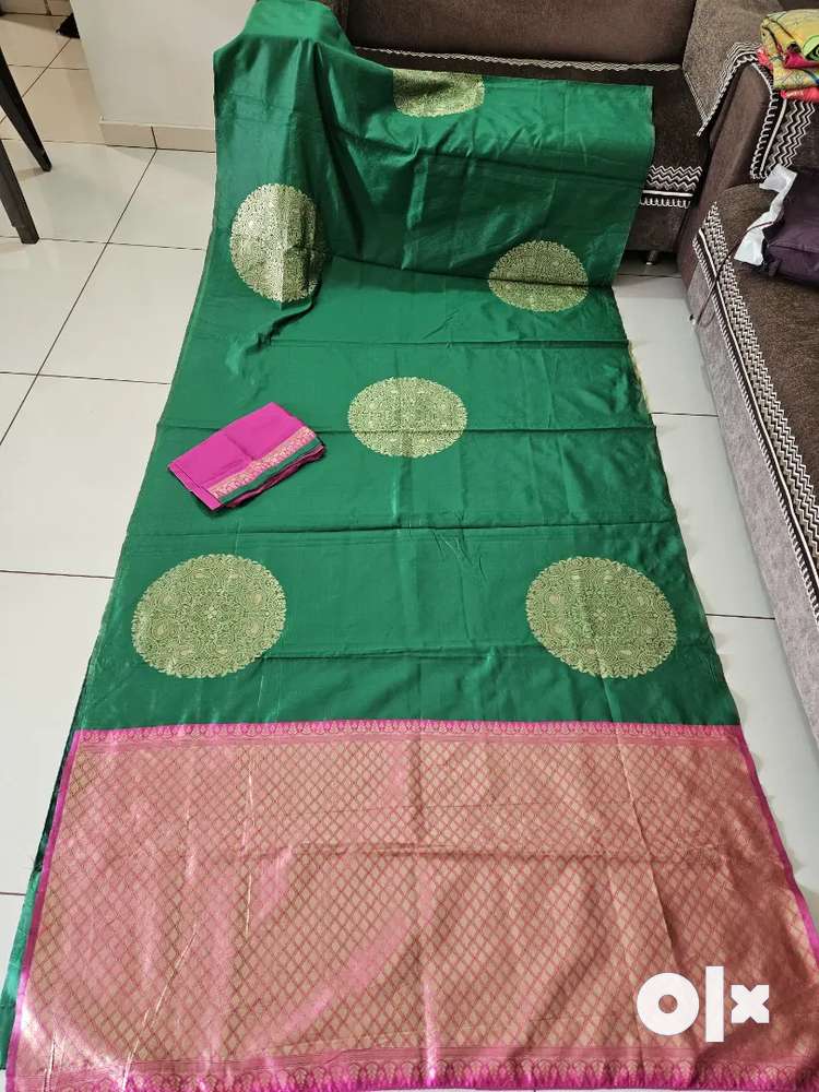 Green saree - banarasi slik