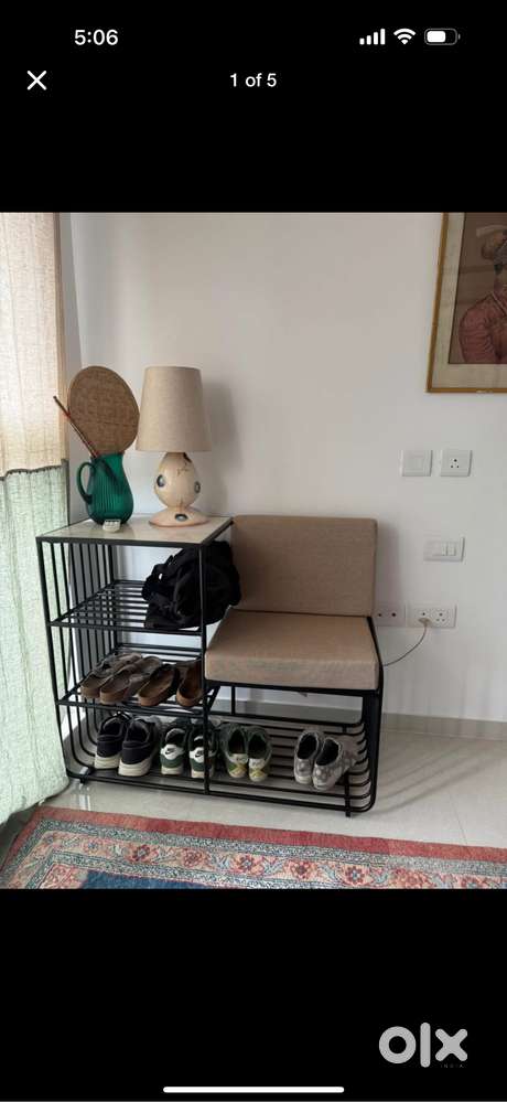 Fabindia shoe rack with seat