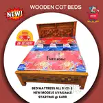 Wooden Cot Bed Mattresses - Single Double Queen King all sizes availab