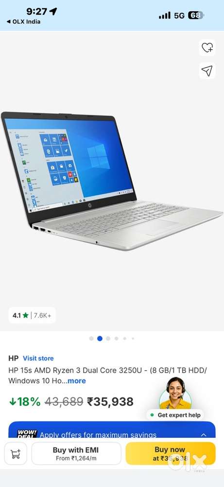 Hp laptop 1TB STORAGE 8GB RAM good condition