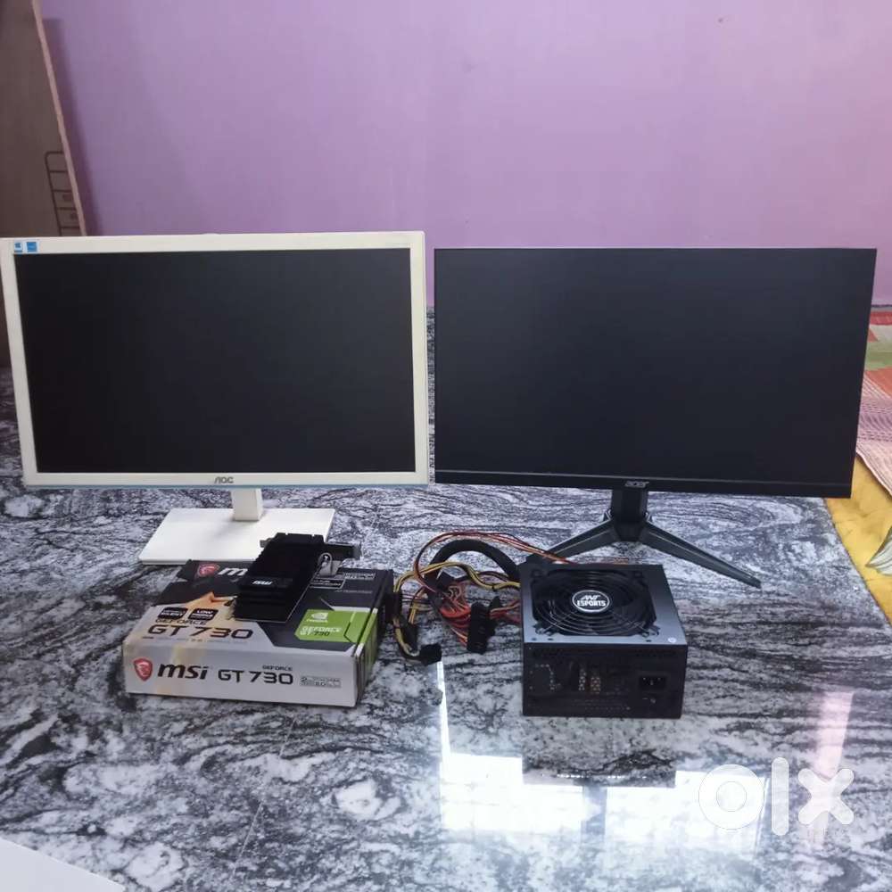 AOC 24inch & ACER 23inch Monitors, GT 730 Graphics Card, Ant 500W PSU