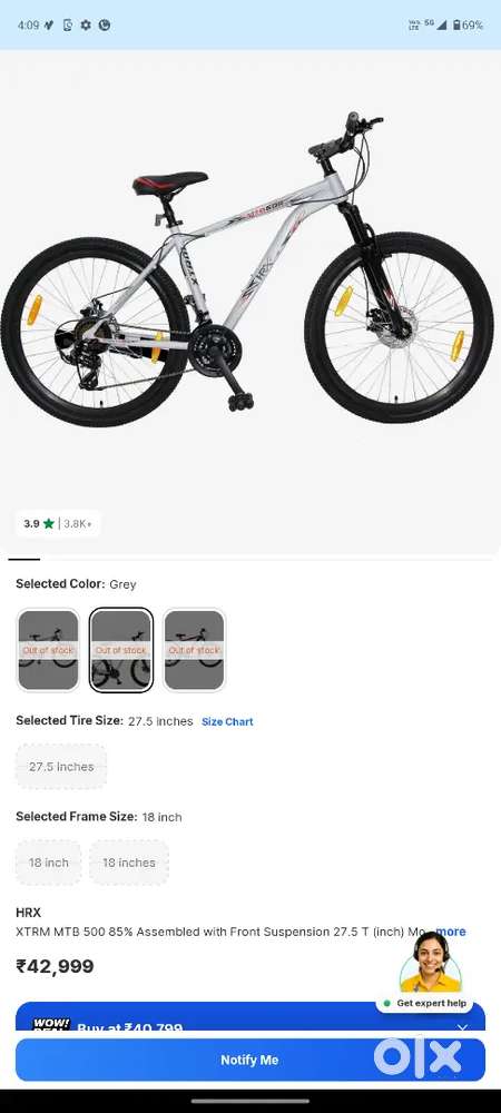 Xtrm Mtb 500 21 Gear Grey Colour With Hydraulic Brake