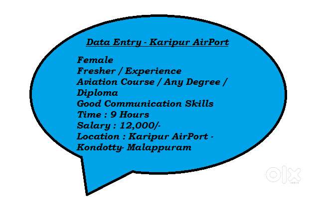 Data Entry - Air Port Job Kondotty Malappuram