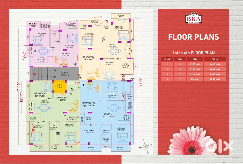 Flat for sale 3 BHK and 2 BHK at Bariyatu Housing colony