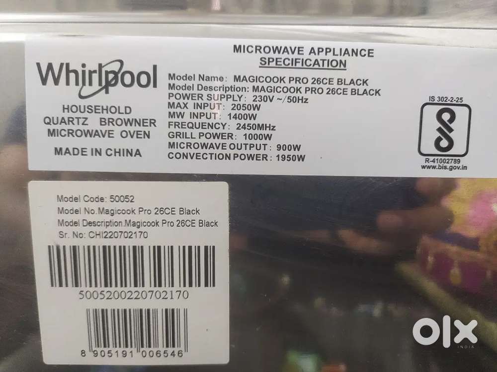 Brand New 24 L Whirlpool Microwave Magiccook Pro 26 CE