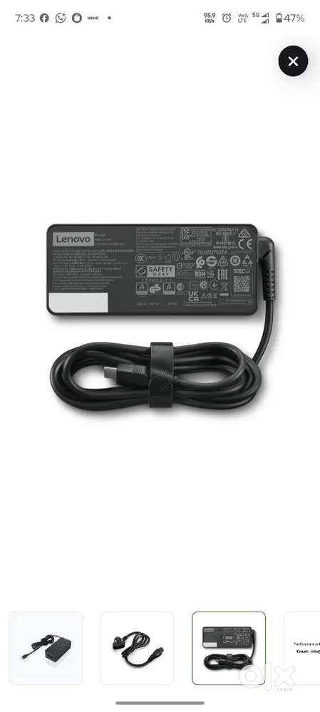 (ORIGINAL) Lenovo 65 watt type C Charger