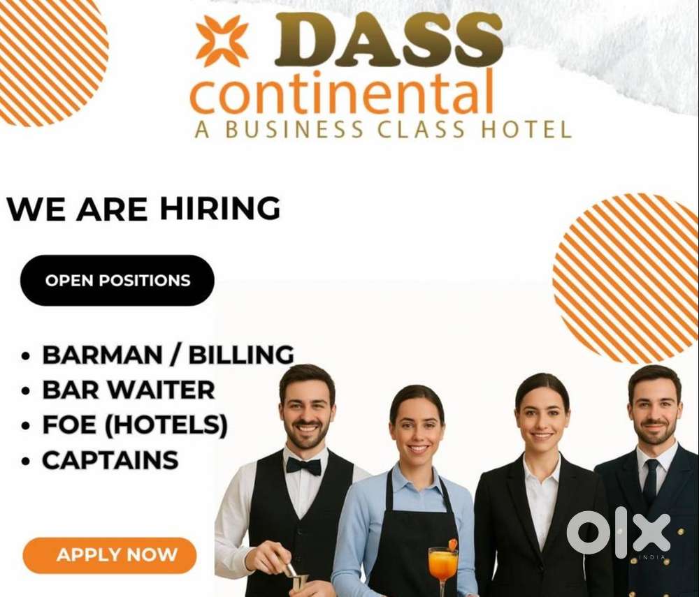 BARMAN/BILLING , BAR WAITER ,FRONT OFFICE EXECUTIVE ,CAPTAINS