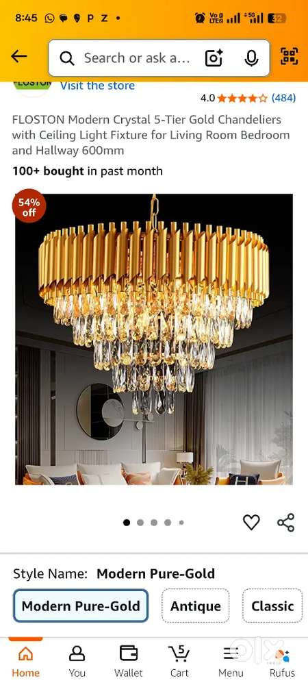 Jhoomer witj celing light