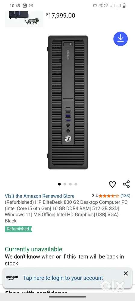 (Refurbished) HP EliteDesk 800G2 Desktop Computer PC(Intel Core i5 6th