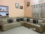 Sleepwell foam and sheesham wood home made designer eight seater sofa
