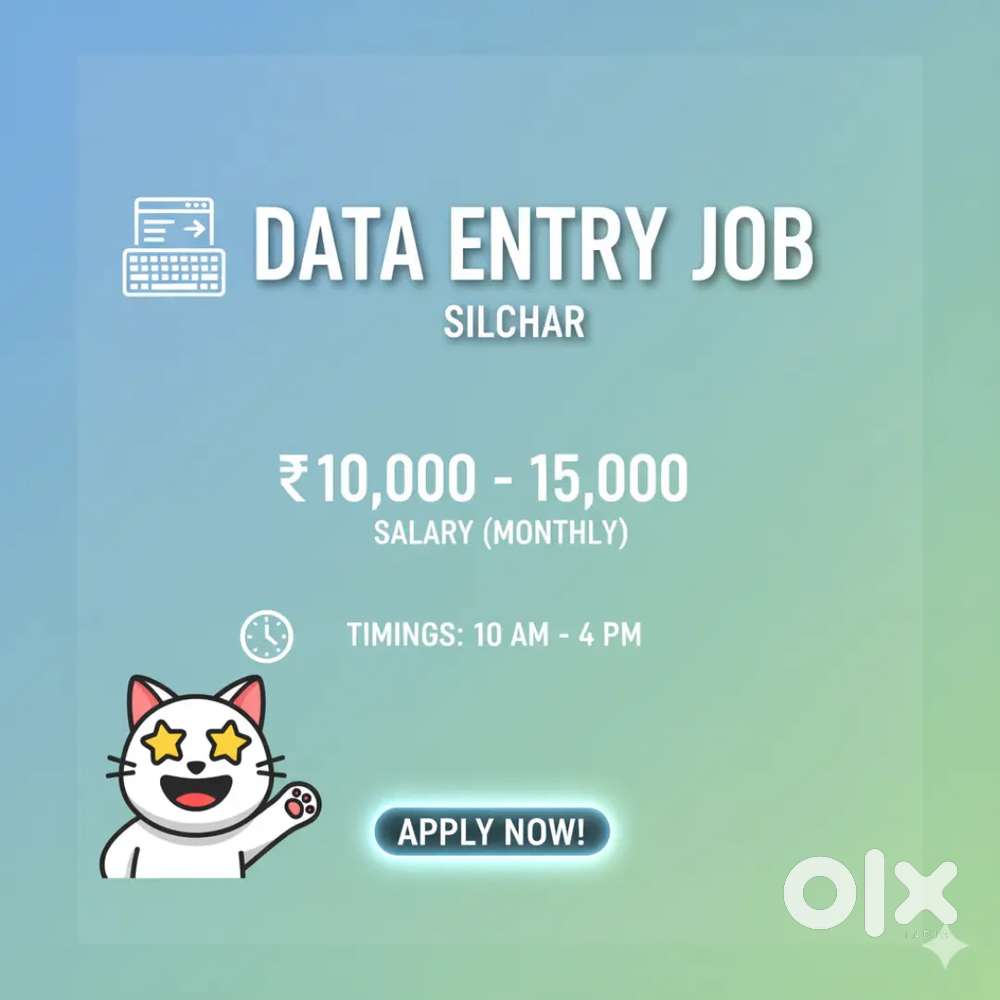 Office Job in Silchar  Data Entry  10th/12th Pass Can Apply ₹10k–15k