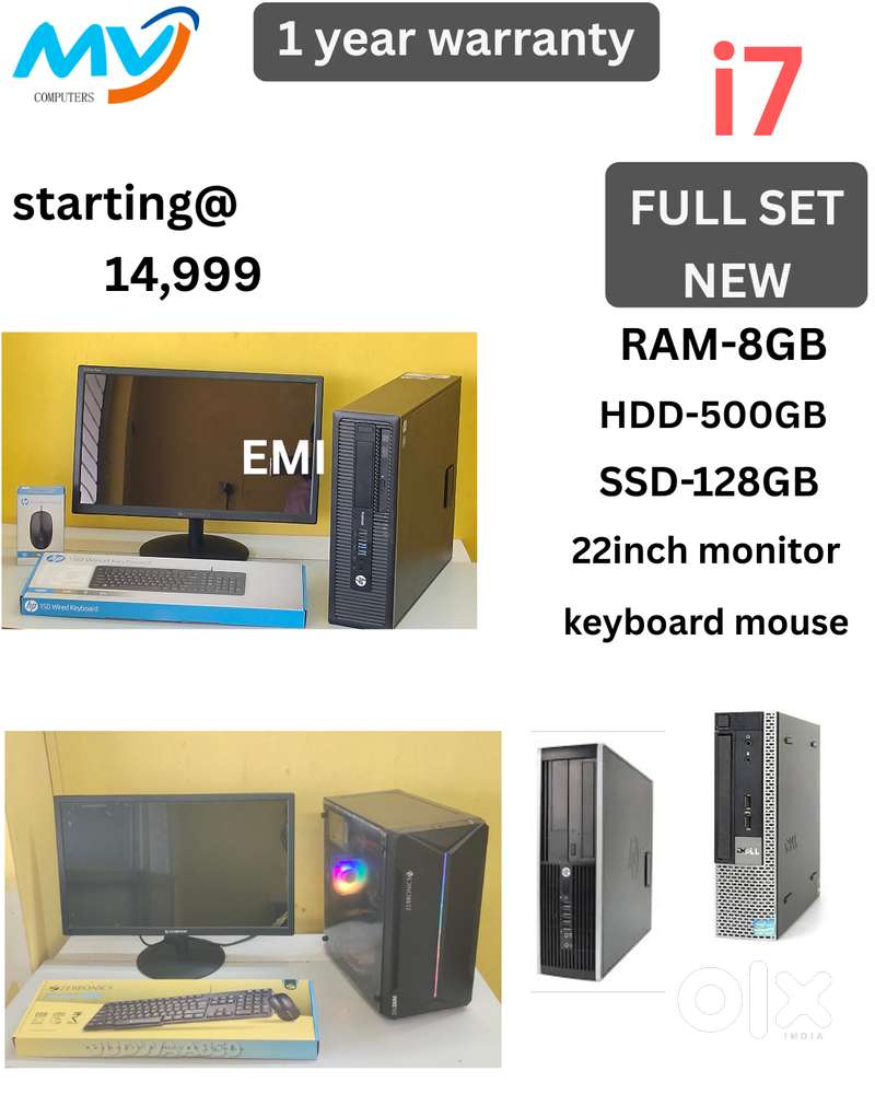 Full Set @ Low Price  CPU - Branded Intel  Ram - 8GB DDR3  Hard Disk -