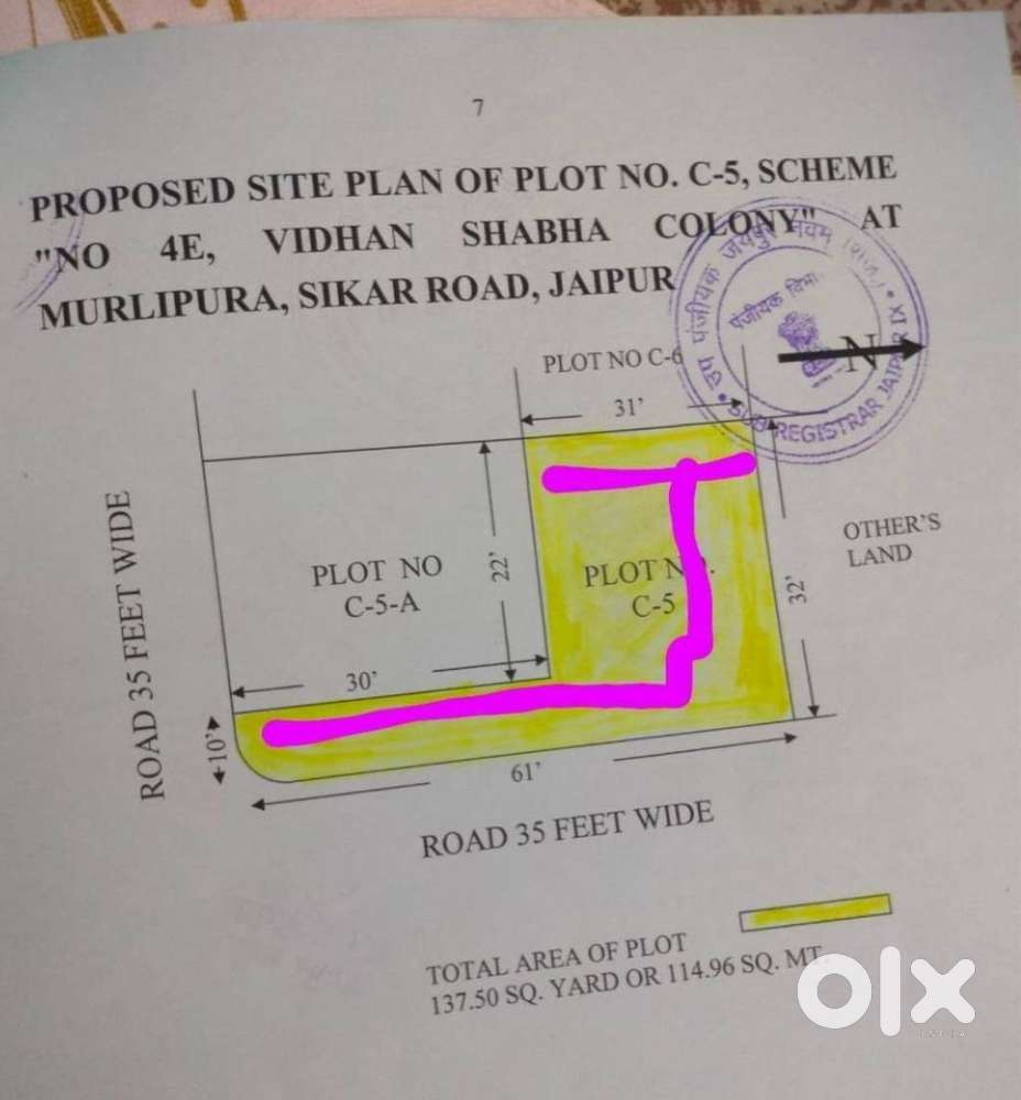 137.5Gaj JDA Plot 89 Lac Vidhan Sabha Colony Murlipura