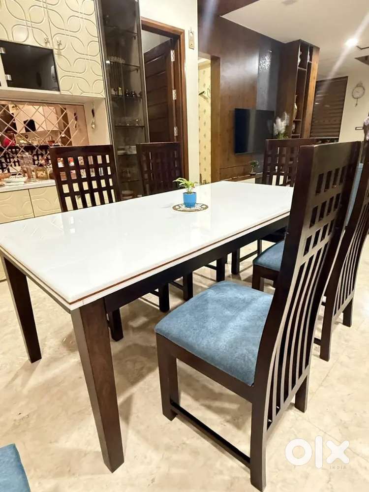 6 seater marble top dinning table