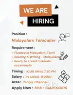 Malayalam Tele caller required