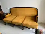 Vintage sheeham wood 3 seater sofa