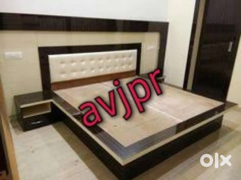 New full size cushion wooden designer side double bed with storage box