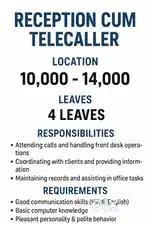 Job Opening: Reception cum Telecaller
