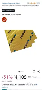Blaupunkt Car damping sheets, Seal pack 5 sheets 2.00mm