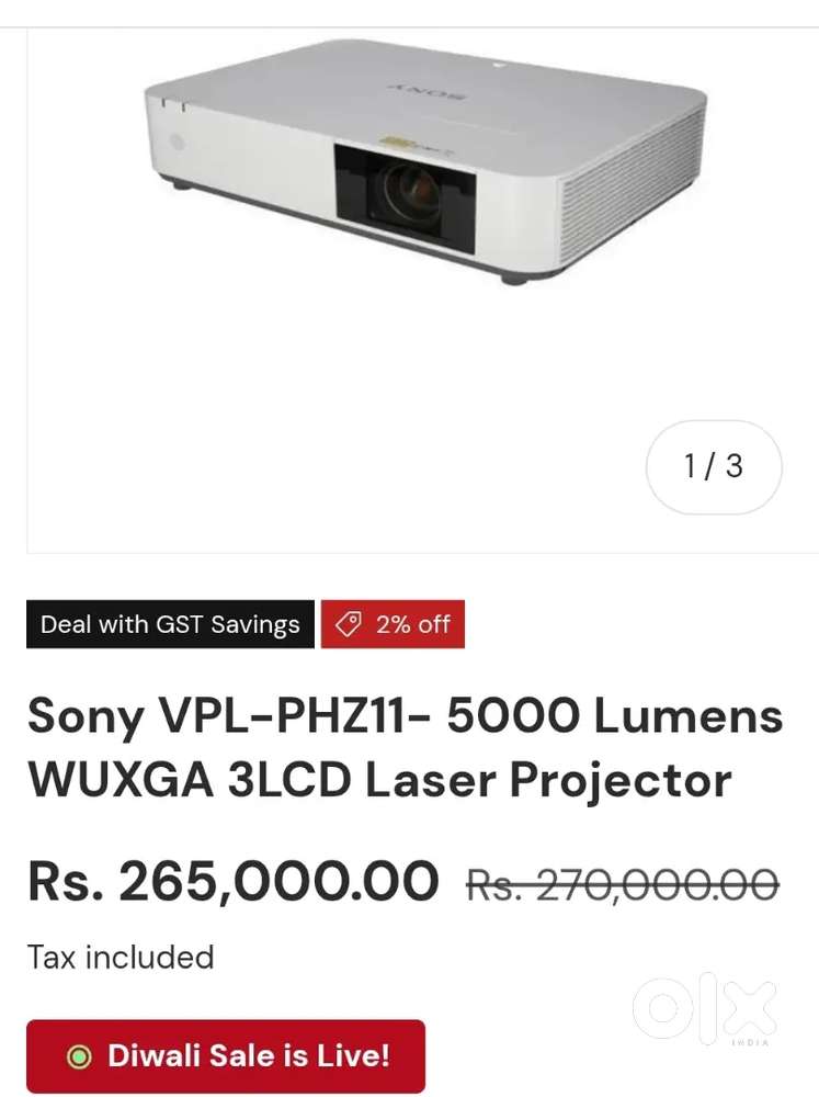 Sony VPL-PHZ11- 5000 Lumens Maximum Contrast: 500,000:1 WUXGA 3LCD pro