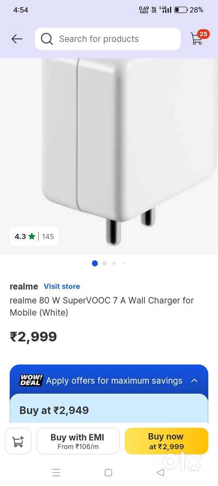 Realme 11 5g real charger 80 w. With cable