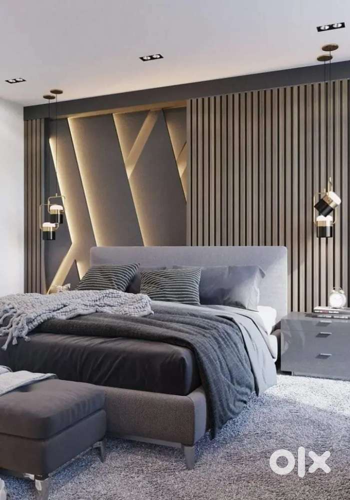 फलेट में किचन बेडरूम में वुडन फर्नीचर ओर ओल वकॅ बना देंगे