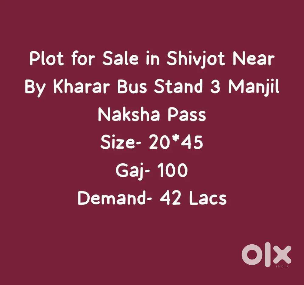Plot For Sale in Shivjot Near By Kharar Bus Stand So Hurry Up Guys