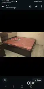 Fully furnished floor with double bed table chair gas curtains.