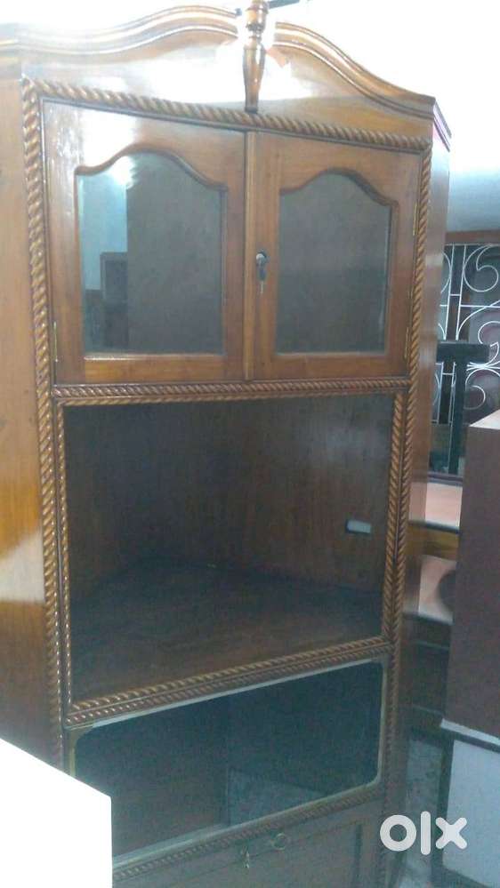 Teak Wooden Corner Almirah or Cupboard or Storage