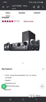 LG HOME THEATER 5.1 CHANNEL 1200watt