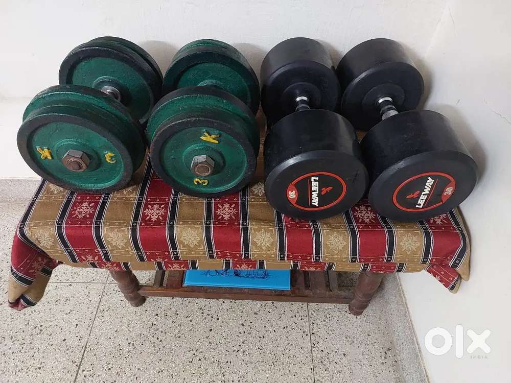 Rubber Dumbells and Steel Dumbells Set of 103 KG.