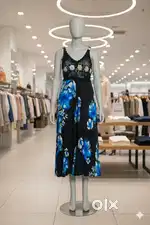 The Black and Blue Floral Crochet Dress