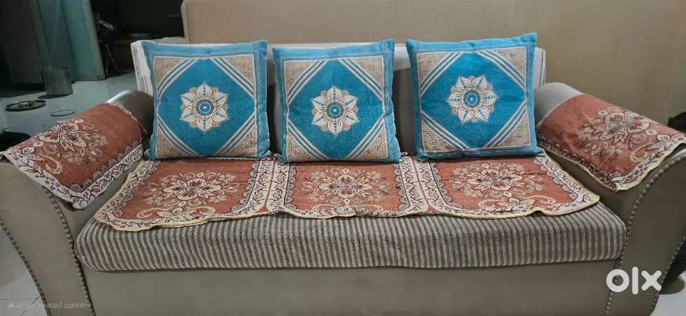 3 + 2 + 2  sofa set with 5 pillows and cover