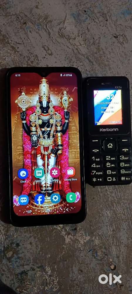 Very good condition mobile Samsung A30 s and Karbonn keypad set mobile