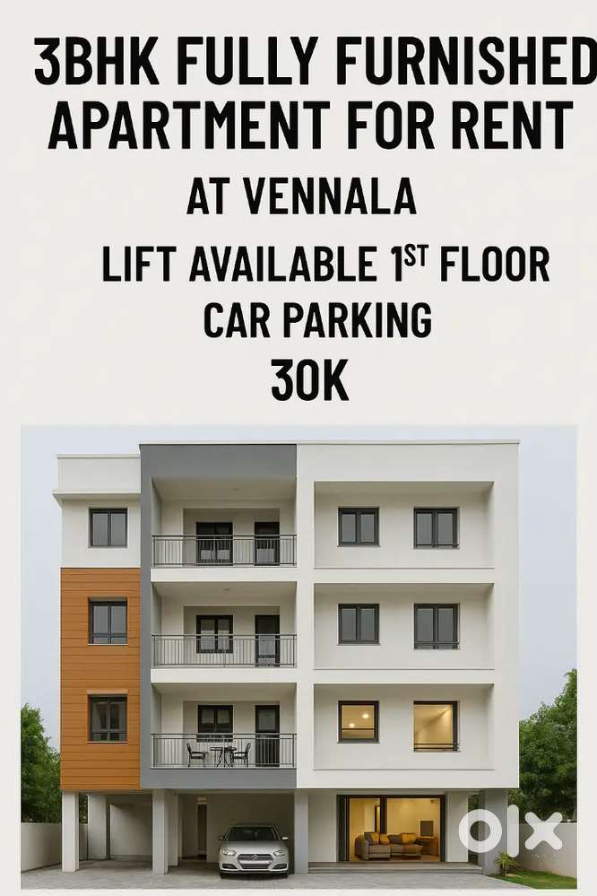 3bhk fully furnished apartment for rent - Vennala