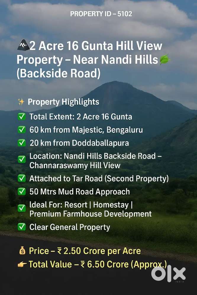 Beautiful nandi hills backside property with tar road access