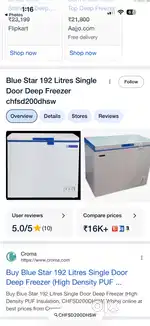 Blue star 192 lit single door deep freezer for urgent sale