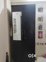 Single cupboard or wardrobe with mirror black color