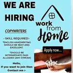 We are hiring for hand writting work from home