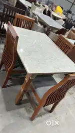 Premium Quality MARBLE sagwan dining table with 4 chairs