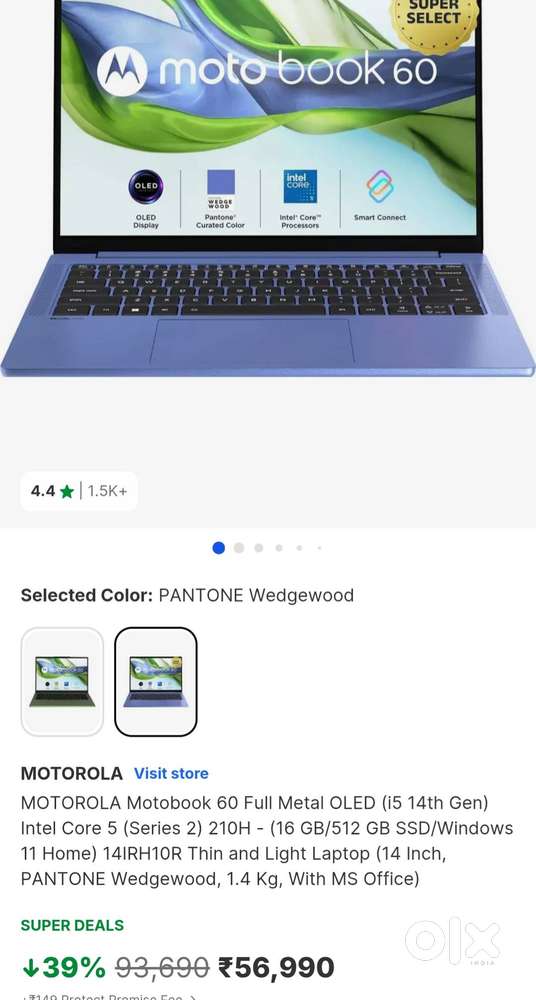 MOTOROLA moto book 60 i5 14th gen amoled