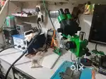 Microscope soldering gun DC power supply and blower