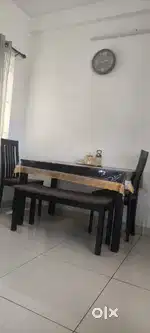 Wooden Dining Table with bench & 2.chairs