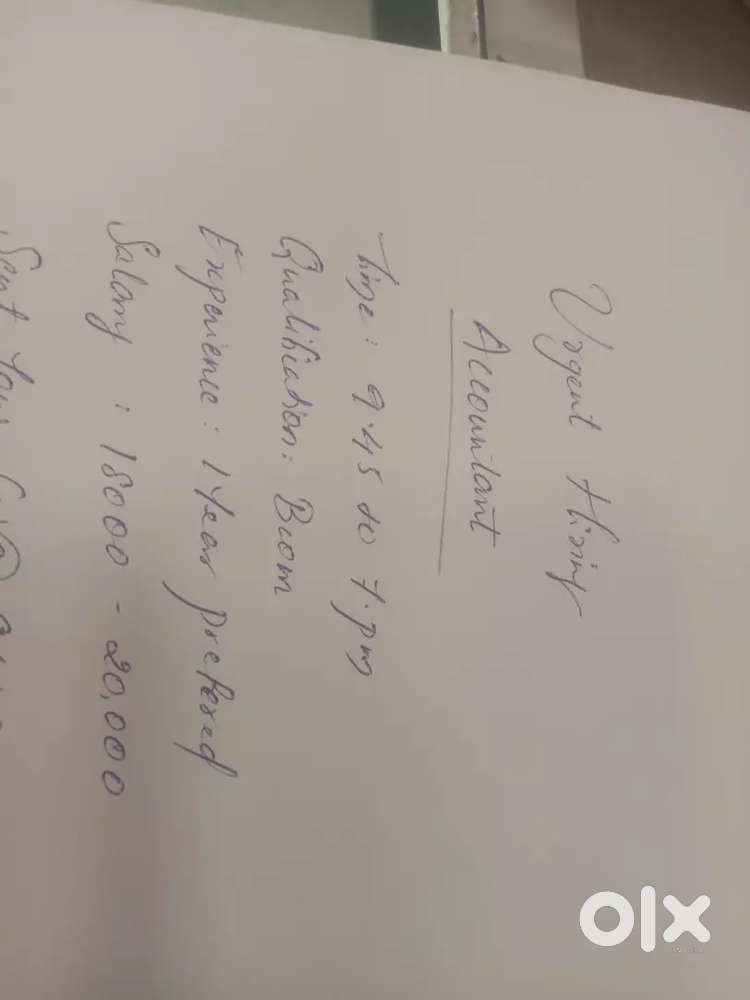 Urgent hiring Accountant and Billing staff