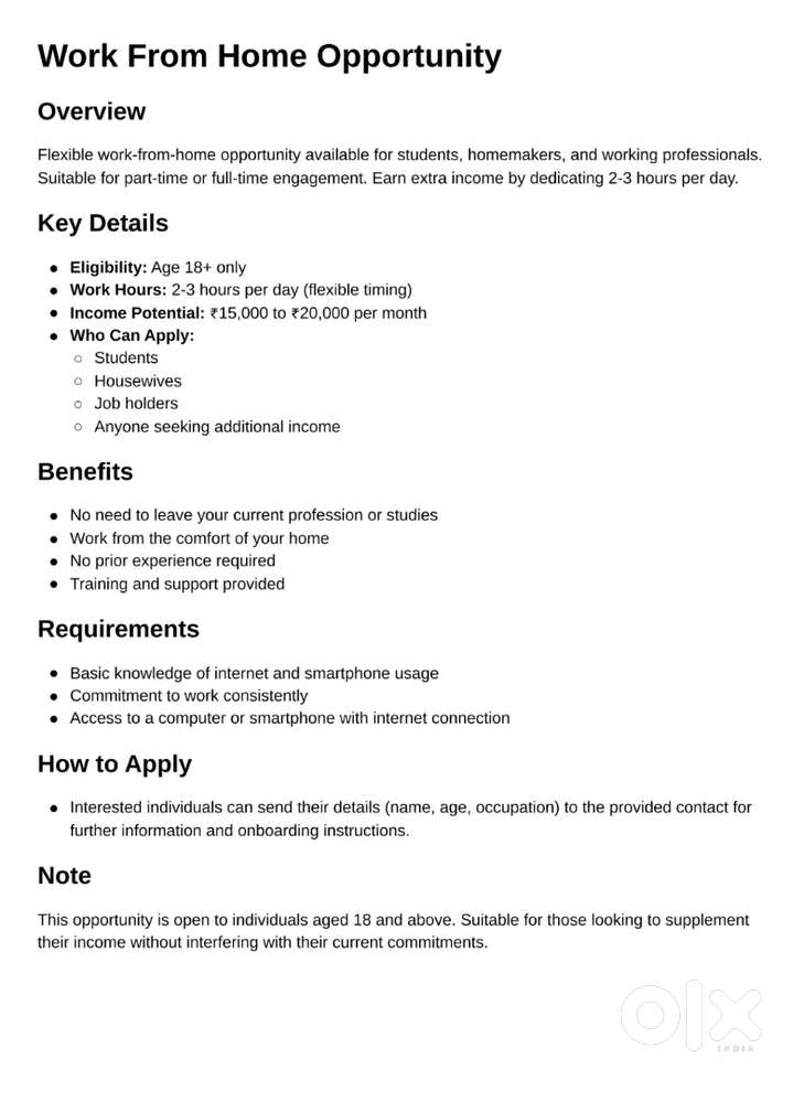 Work From Home Opportunity